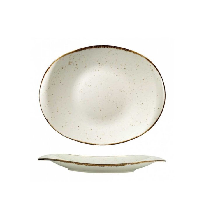 Kütahya Porselen Atlantis Düz Tabak Krem Benekli 28 cm - 1