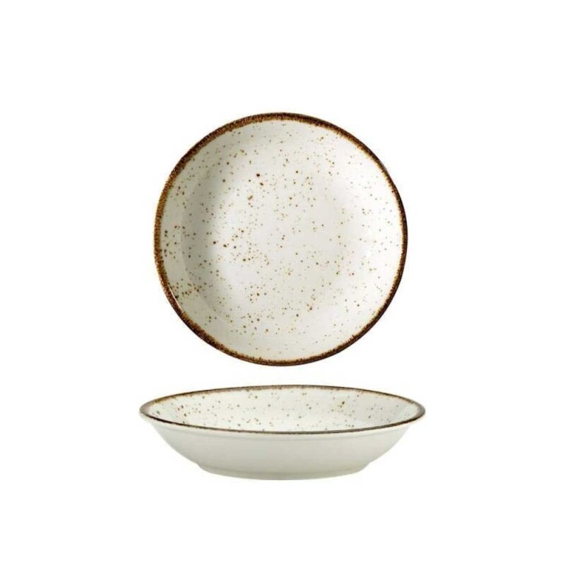 Kütahya Porselen Atlantis Enternasyonel Çukur Tabak Benekli Krem 200 mm - 1