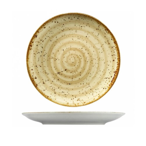 Kütahya Porselen Atlantis Enternasyonel Düz Tabak Bej Benekli File 28 cm - KÜTAHYA PORSELEN