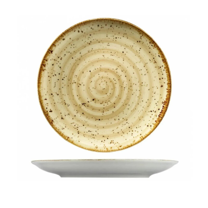 Kütahya Porselen Atlantis Enternasyonel Düz Tabak Bej Benekli File 28 cm - 1