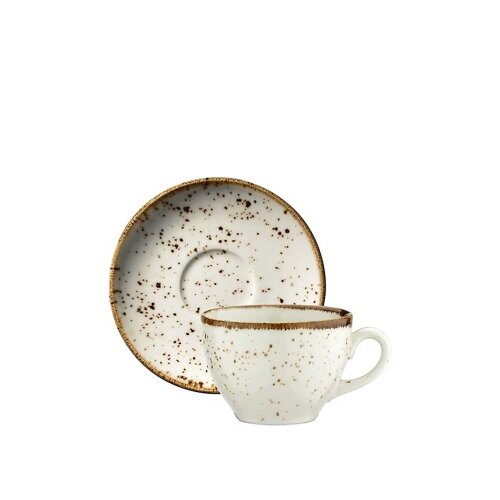 Kütahya Porselen Atlantis Lima Çay Fincan Tabak Krem File - KÜTAHYA PORSELEN