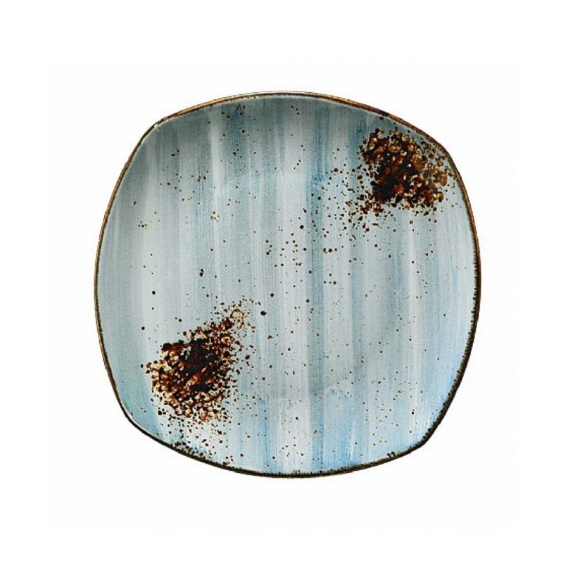 Kütahya Porselen Atlantis Prizma Düz Tabak Mavi Benekli File 25 cm - 1