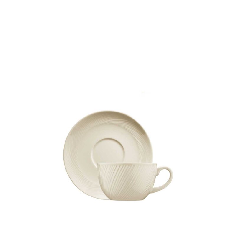 Kütahya Porselen Sempre Çay Fincanı Tabağı Krem - 1