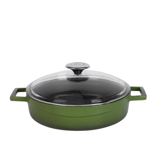Lava Çok Amaçlı Cam K.Yayvan Tencere 28 Cm Yeşil - LAVA