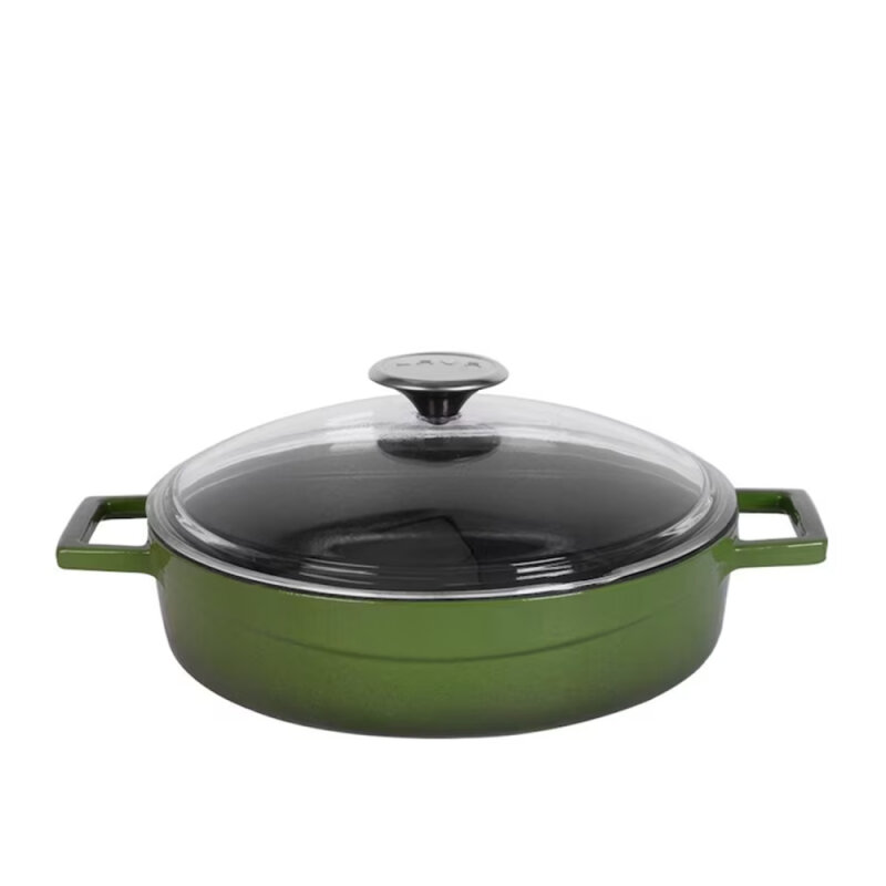 Lava Çok Amaçlı Cam K.Yayvan Tencere 28 Cm Yeşil - 1