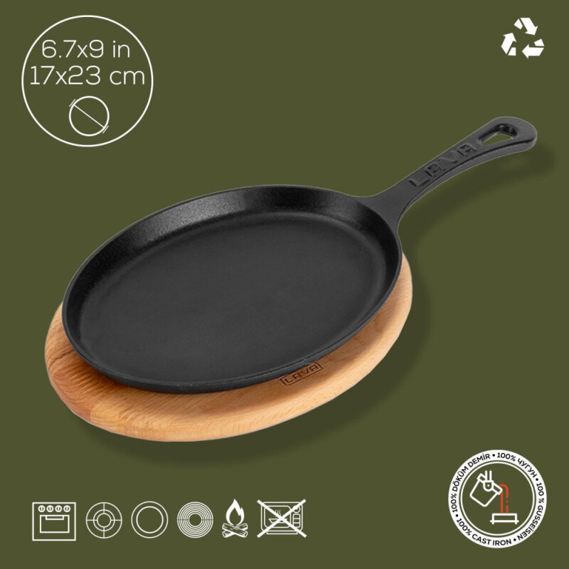 Lava Fajita Tavası 17X23 Cm Saplı Oval - 2