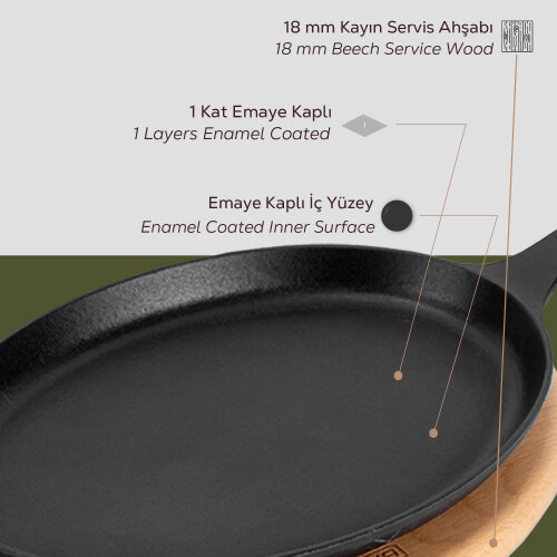 Lava Fajita Tavası 17X23 Cm Saplı Oval - 4