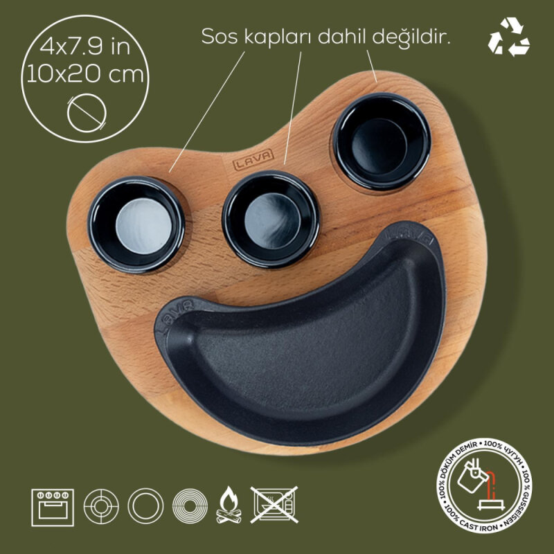 Lava Fajita Tavası Böbrek Şekilli 10X20 - 2