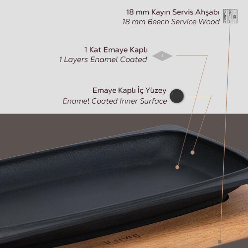 Lava Servis Tabağı 30X15 Cm Ahşap Altlıklı - 5