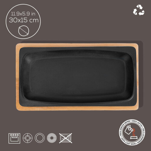 Lava Servis Tabağı 30X15 Cm Ahşap Altlıklı - 3