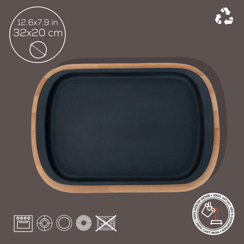 Lava Servis Tabağı 32X20 Cm Ahşap Altlıklı - 2