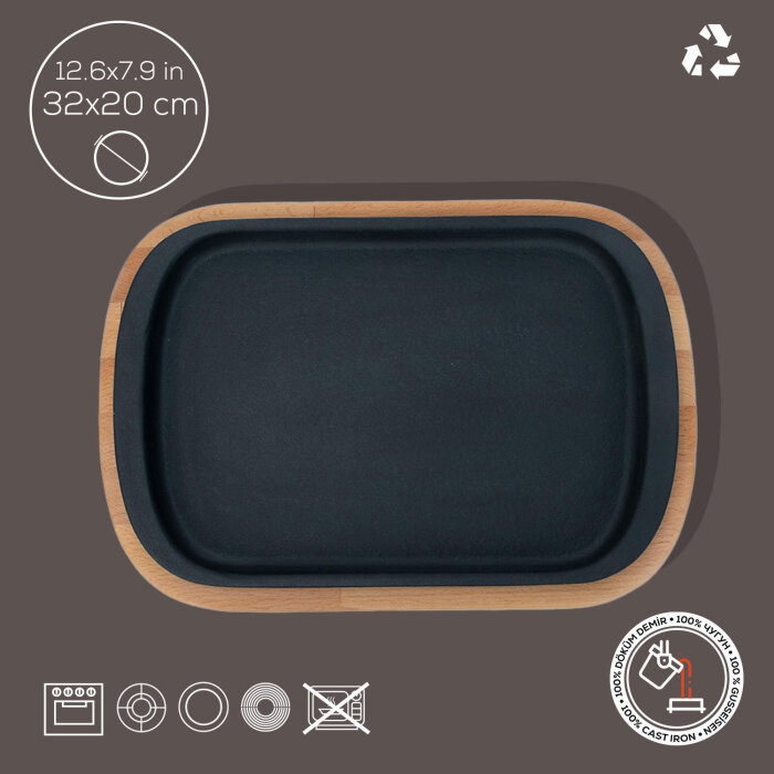 Lava Servis Tabağı 32X20 Cm Ahşap Altlıklı - 2
