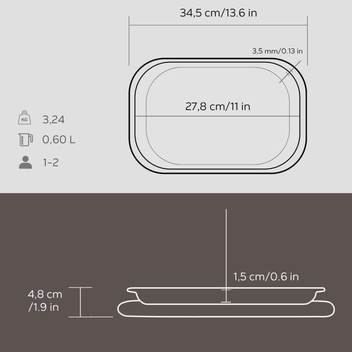 Lava Servis Tabağı 32X20 Cm Ahşap Altlıklı - 3