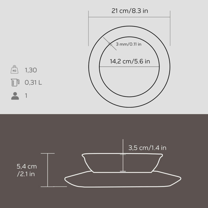 Lava Yuvarlak Kase Çap 14 Ahşap Altlıklı - 3