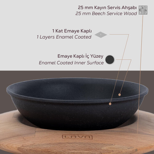 Lava Yuvarlak Kase Çap 14 Ahşap Altlıklı - 4