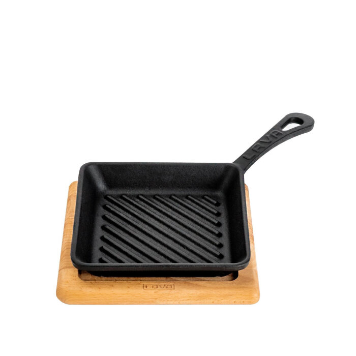 Lava mini Izgara Tava Ahşap Altlıklı Kare 16X16 - 3