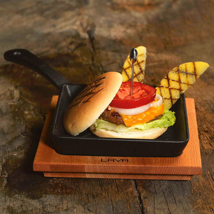 Lava mini Izgara Tava Ahşap Altlıklı Kare 16X16 - 8