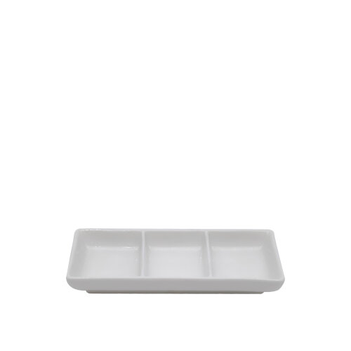 Tulu Porselen Minimal Sunum Dikdört. 3 Bölmeli 7X14 - Krem ULTA1478 - TULU PORSELEN