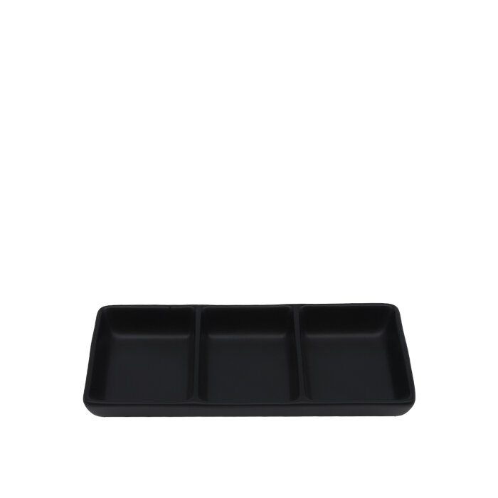 Tulu Porselen Minimal Sunum Dikdört.3 Bölmeli 8x17.5 cm–Saten 64 Siya ULTA1478ST64 - 1