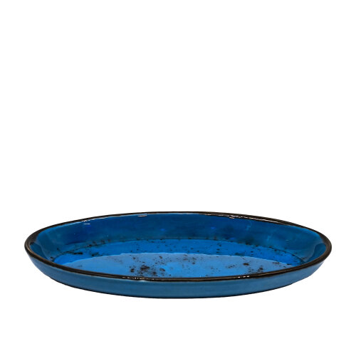 Tulu Porselen Oval Fırın Kabı 26 cm – Reactive 93 Mavi - TULU PORSELEN