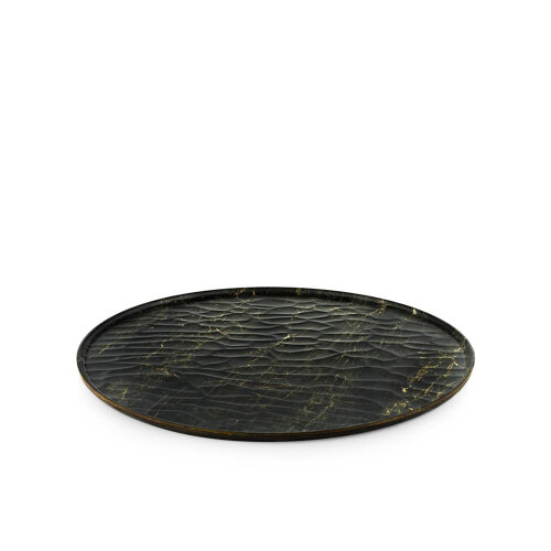 Özgül Hw Rölyefli Pizza Tabağı 35 Cm Abanoz Desen 735A - ÖZGÜL