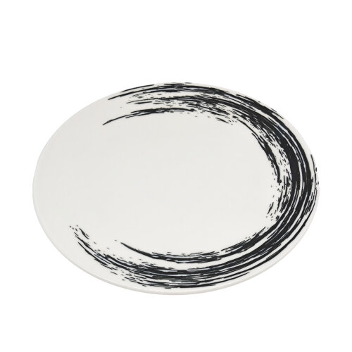 Tulu Porselen Pizza Tabak 32Cm - Cresent Siyah - TULU PORSELEN