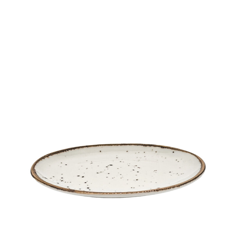 Zest Porcelain Plaza Oval Tabak 25X19Cm-Paris Krem - 1