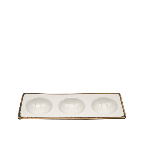 Zest Porcelain Plaza Yuvarlak Bölmeli Kayık - Chocolate - ZEST PORCELAIN