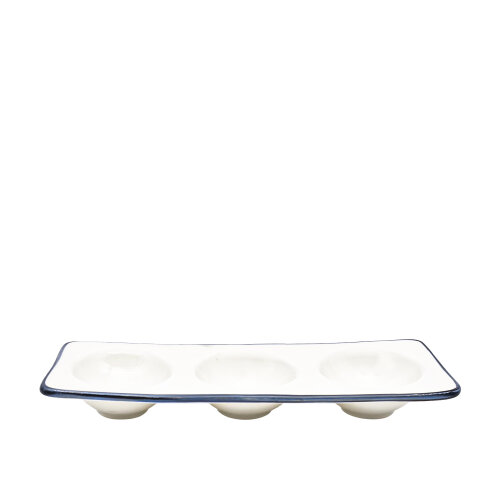 Zest Porcelain Plaza Yuvarlak Bölmeli Kayık -Riva Mavi - ZEST PORCELAIN