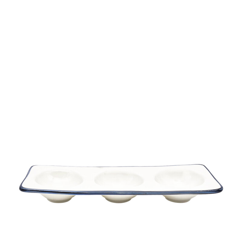 Zest Porcelain Plaza Yuvarlak Bölmeli Kayık -Riva Mavi - 1