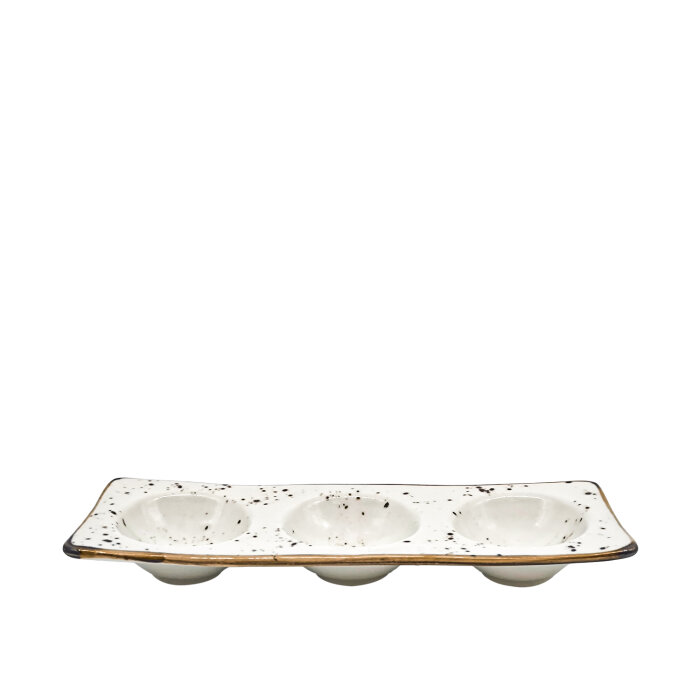 Zest Porcelain Plaza Yuvarlak Bölmeli Kayık -Paris Krem - 1