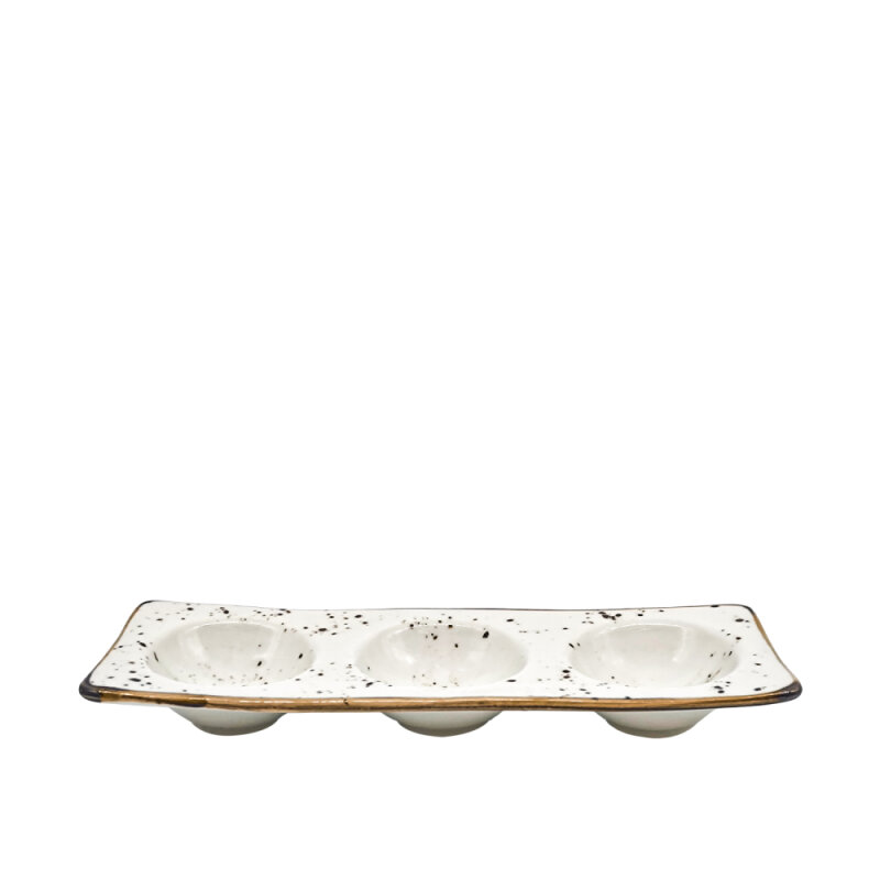 Zest Porcelain Plaza Yuvarlak Bölmeli Kayık -Paris Krem - 1