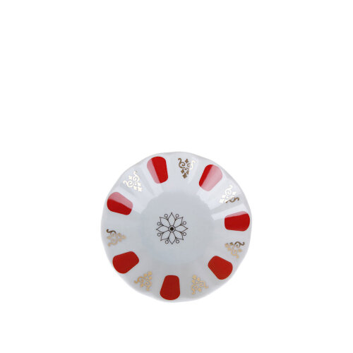 Porland 127912 Kırmızı Yaldızlı Çay Tabak 11 Cm. - 