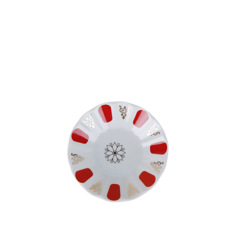 Porland 127912 Kırmızı Yaldızlı Çay Tabak 11 Cm. - 1