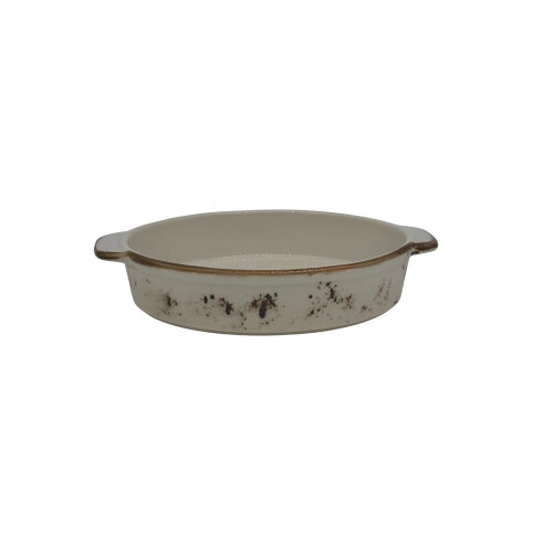 Zest Porcelain Salına Oval Kulplu Fırın Kabı 29Cm -Paris Krem - ZEST PORCELAIN