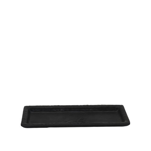 Siyah Melamin Kare Taş Görünümlü Çukur Tabak 24Cm - ULTRAFORM MELAMİN