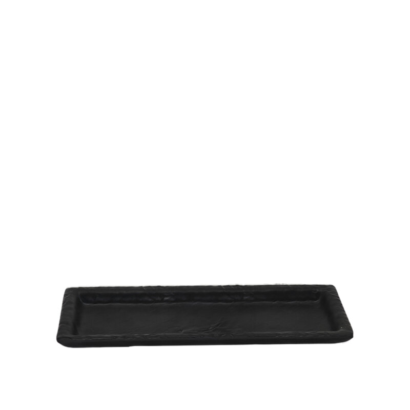 Siyah Melamin Kare Taş Görünümlü Çukur Tabak 24Cm - 1