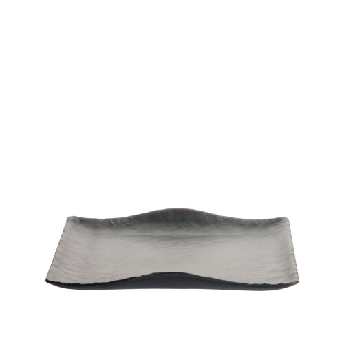 Siyah Melamin Kare Taş Görünümlü Dalgalı Tabak 28Cm - ULTRAFORM MELAMİN