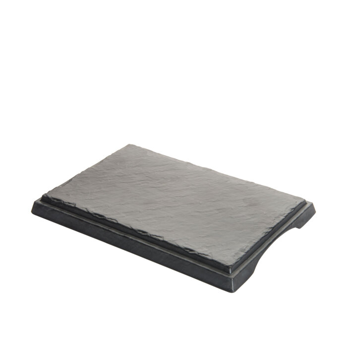 Siyah Melamin Kare Taş Görünümlü Düz Tepsi 30Cm - 1