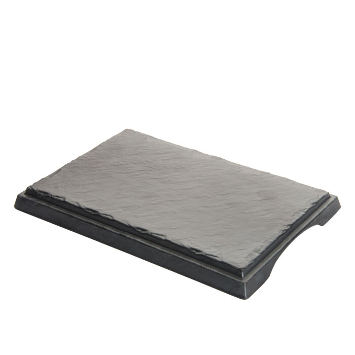 Siyah Melamin Kare Taş Görünümlü Düz Tepsi 37Cm - 1