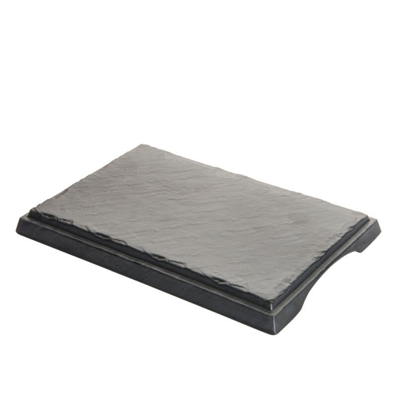 Siyah Melamin Kare Taş Görünümlü Düz Tepsi 37Cm - 1