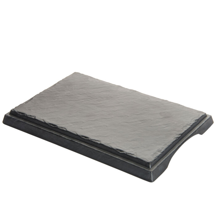 Siyah Melamin Kare Taş Görünümlü Düz Tepsi 42Cm - 1