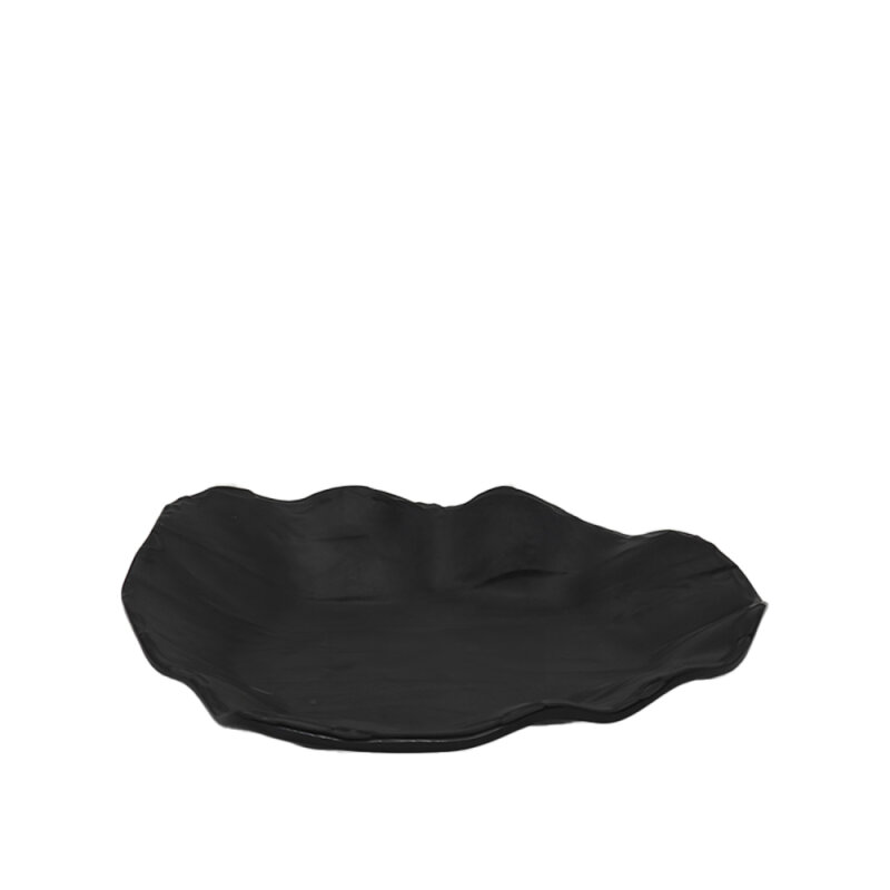 Siyah Melamin Kavisli Taş Görünümlü Çukur Tabak 23Cm - 1
