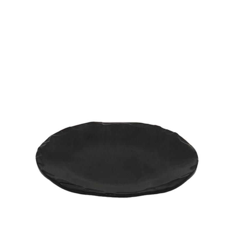 Siyah Melamin Kavisli Taş Görünümlü Sığ Tabak 18Cm - 1