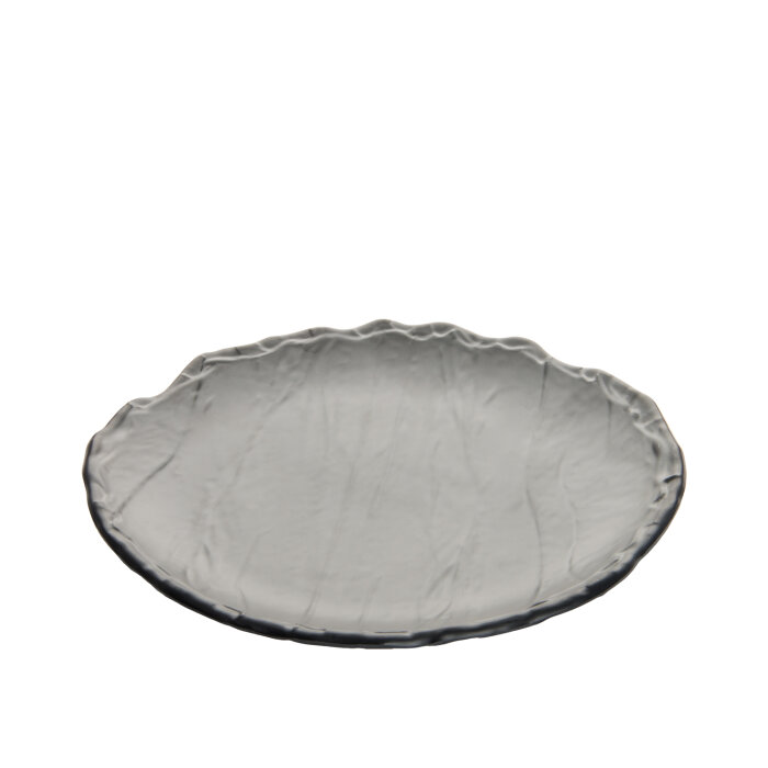 Siyah Melamin Kavisli Taş Görünümlü Sığ Tabak 24Cm - 1