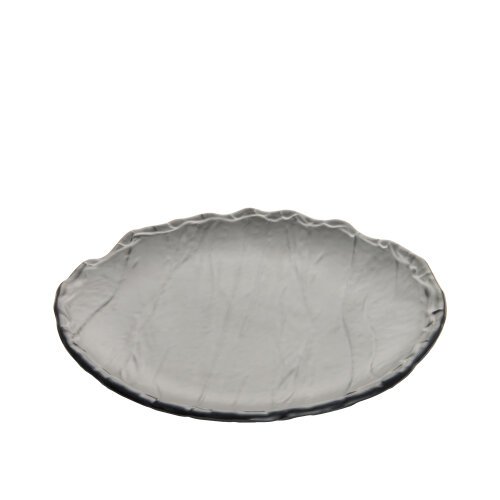 Siyah Melamin Kavisli Taş Görünümlü Sığ Tabak 24Cm - ULTRAFORM MELAMİN