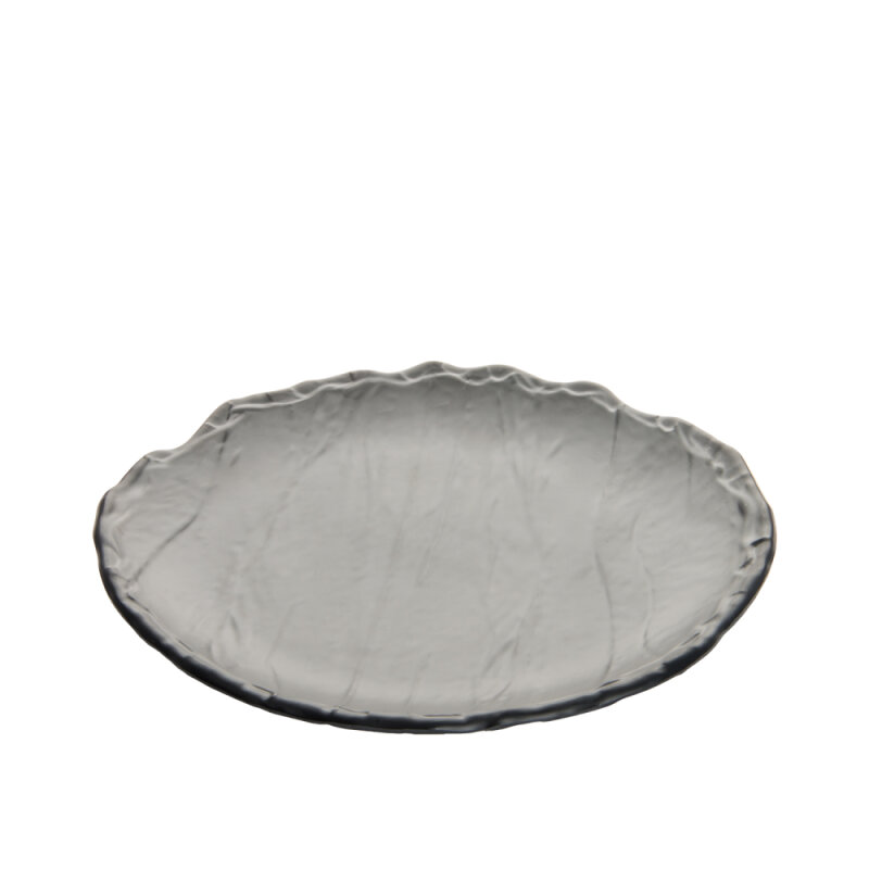 Siyah Melamin Kavisli Taş Görünümlü Sığ Tabak 24Cm - 1