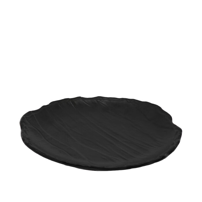 Siyah Melamin Kavisli Taş Görünümlü Sığ Tabak 32Cm - 1