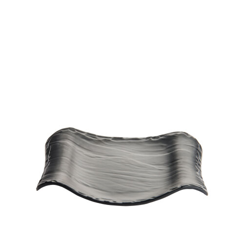 Siyah Melamin Kavisli Taş Görünümlü Sunum Tabak 23Cm - ULTRAFORM MELAMİN