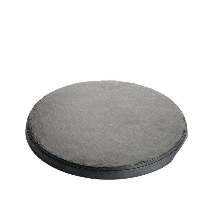 Siyah Melamin Oval Taş Görünümlü Tabak 35Cm - 1